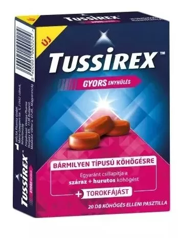 Fodor Gyógyszertár - Tussirex pasztilla köhögés ellen 20x